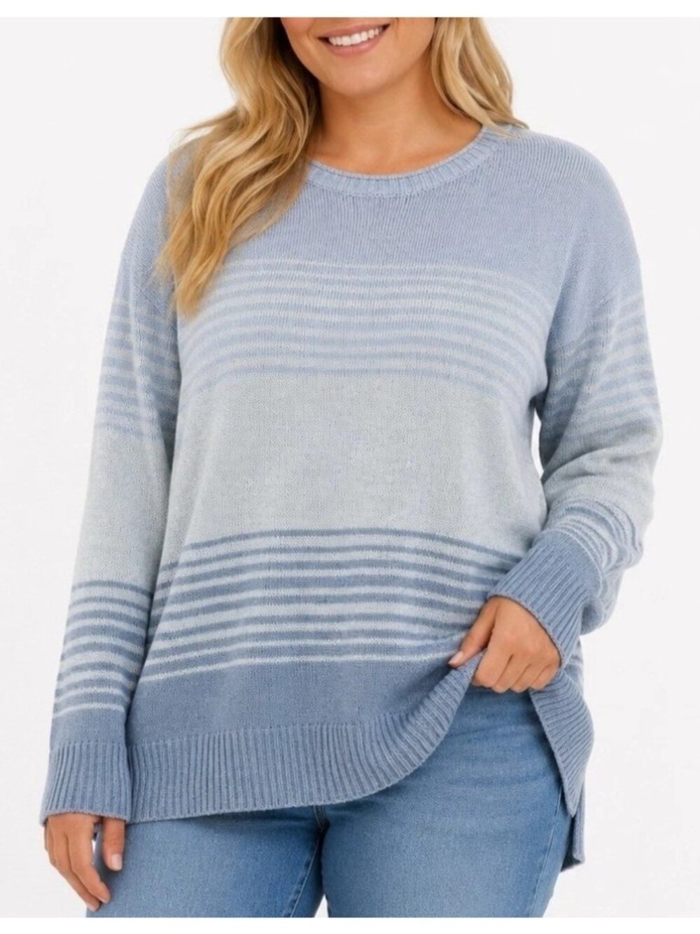 NWT Ella Moss Women's XXL Blue Stripe Pullover Sweater e2131